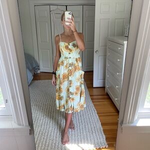 Urban Outfitters Emilia Linen Button Down Midi Dress - Sunflower